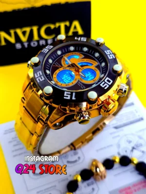 INVICTA DOBLE HORA DORADO ACERO